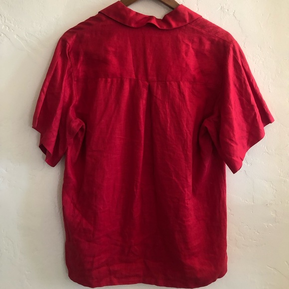 Vintage 100% Linen red button down shirt - Picture 4 of 4